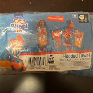 Hooded Towel for Kids - Blue and Orange